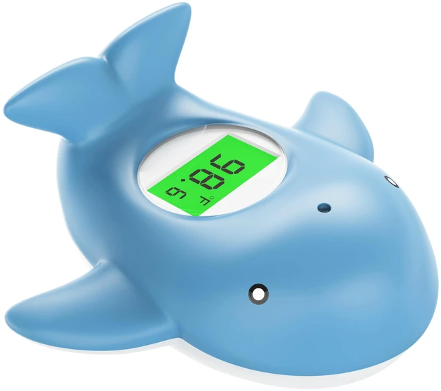 Main image of Baby Bath Thermometer for Infant & Toddler, Floating Digital Water Thermometer with 3Color LED Backlight, Baby Bath Toy, Hot & Cold Alert, BPAFree,Light Blue Whale