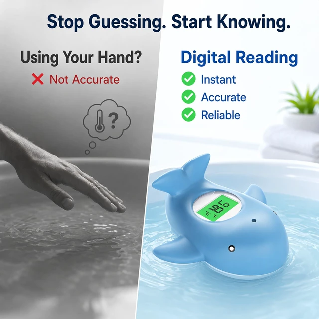 Alt view image 3 of 7 - Baby Bath Thermometer for Infant & Toddler, Floating Digital Water Thermometer with 3Color LED Backlight, Baby Bath Toy, Hot & Cold Alert, BPAFree,Light Blue Whale