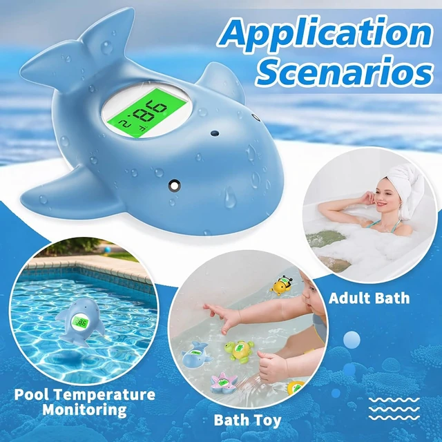 Alt view image 5 of 7 - Baby Bath Thermometer for Infant & Toddler, Floating Digital Water Thermometer with 3Color LED Backlight, Baby Bath Toy, Hot & Cold Alert, BPAFree,Light Blue Whale
