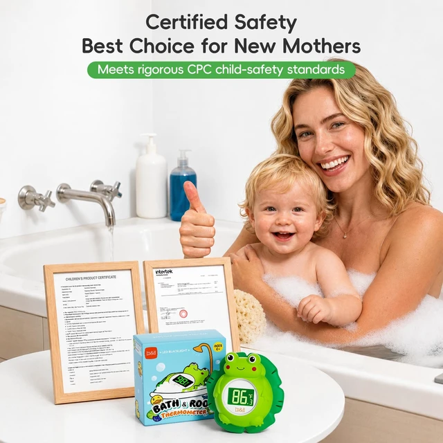 Alt view image 2 of 7 - Rechargeable Baby Bath Thermometer, Frog Water Temperature Thermometer | Safety Toddler Bathtub Water Temperature, Room Temp, Hot Cold Color Alert, Accurately, Newborn Shower Essentials
