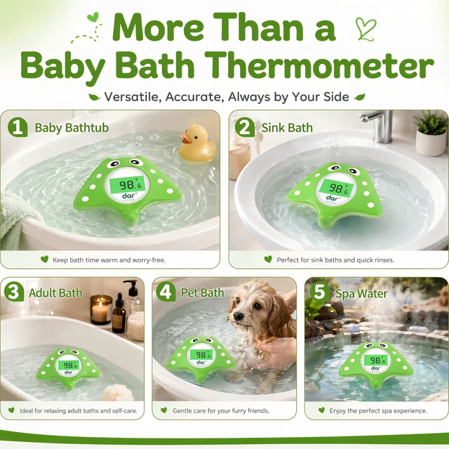 Alt view image 5 of 7 - Baby Bath Thermometer for Infant & Toddler, Floating Digital Water Thermometer with 3Color LED Backlight, Baby Bath Toy, Hot & Cold Alert, BPAFree,Ray Shape