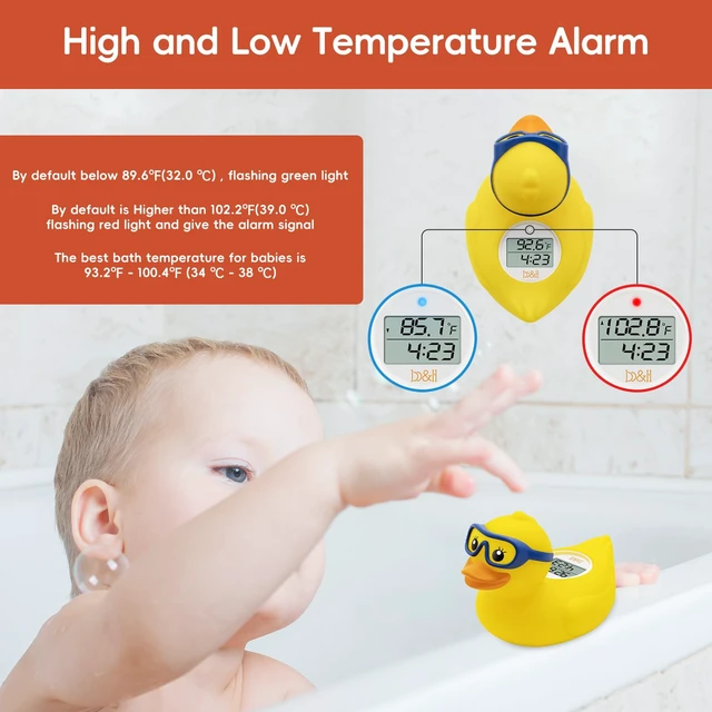 Alt view image 3 of 7 - Baby Bath Thermometer, Safety Water Temperature Monitor, Glasses Duck | Digital Water & Room Thermometer, Bath Timer, Infant Floating Toy, Hot Cold Color Alert, Accurately, Baby Bath Essentials