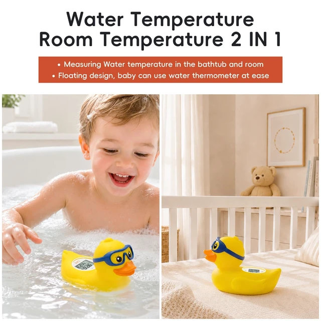 Alt view image 4 of 7 - Baby Bath Thermometer, Safety Water Temperature Monitor, Glasses Duck | Digital Water & Room Thermometer, Bath Timer, Infant Floating Toy, Hot Cold Color Alert, Accurately, Baby Bath Essentials