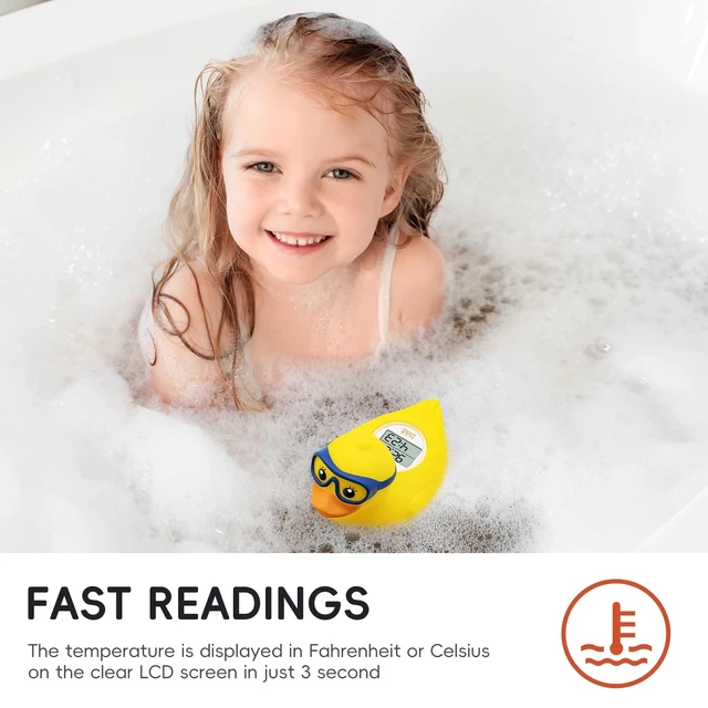 Alt view image 7 of 7 - Baby Bath Thermometer, Safety Water Temperature Monitor, Glasses Duck | Digital Water & Room Thermometer, Bath Timer, Infant Floating Toy, Hot Cold Color Alert, Accurately, Baby Bath Essentials