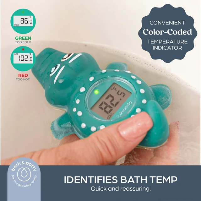 Alt view image 3 of 7 - Floating Crocodile Bath Thermometer - Water Temperature Monitoring for Newborns, Infants, Toddlers - Croc Toy with Fahrenheit Display