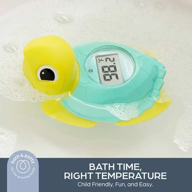 Alt view image 2 of 7 - Baby Bath Thermometer - Turtle Water Thermometer for Bathtub | Instant Digital Water & Room Temperature - Fun Floating Turtle Toy - Helps Monitor Bath Water Temperature