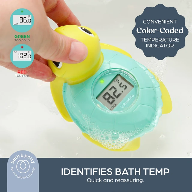 Alt view image 3 of 7 - Baby Bath Thermometer - Turtle Water Thermometer for Bathtub | Instant Digital Water & Room Temperature - Fun Floating Turtle Toy - Helps Monitor Bath Water Temperature