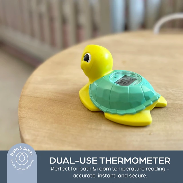 Alt view image 4 of 7 - Baby Bath Thermometer - Turtle Water Thermometer for Bathtub | Instant Digital Water & Room Temperature - Fun Floating Turtle Toy - Helps Monitor Bath Water Temperature