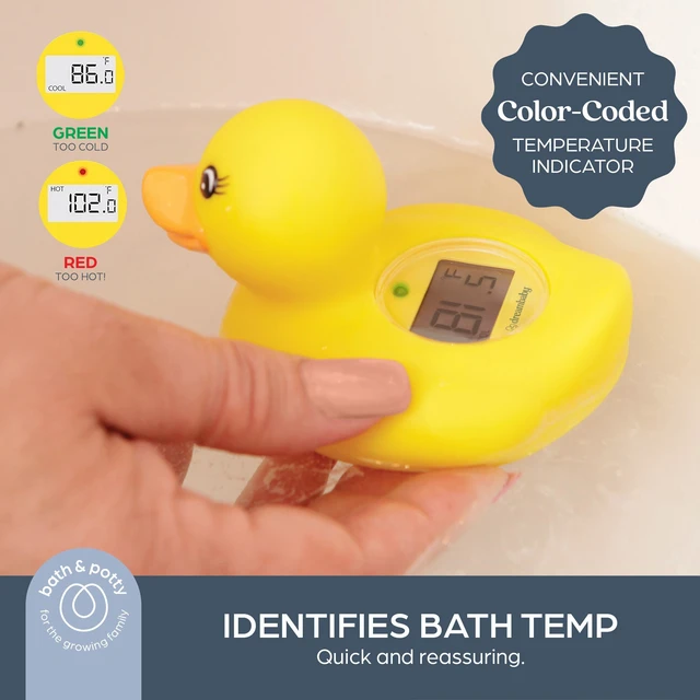 Alt view image 3 of 7 - Baby Bath Thermometer - Duck Water Thermometer for Bathtub | Instant Digital Water & Room Temperature - Fun Floating Duck Toy - Helps Monitor Bath Water Temperature
