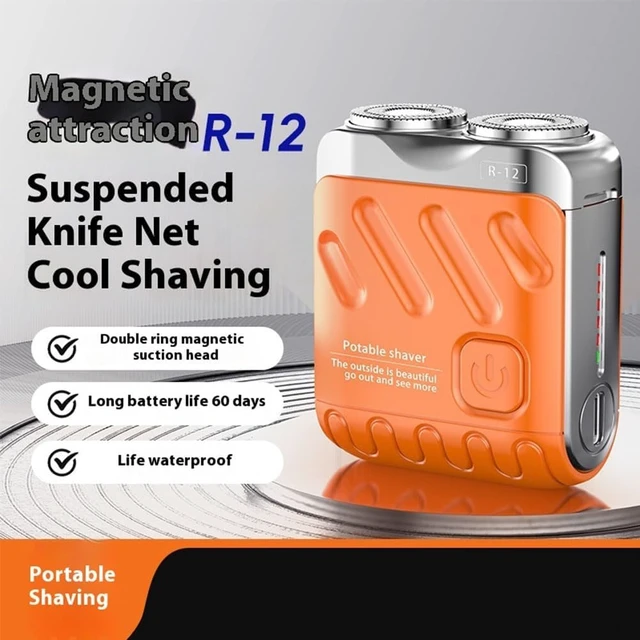 Alt view image 2 of 7 - R-12 Luggage Electric Shaver, Beard Shaver Mini and Portable Suitcase Design, Electric Mini Razor Portable Electrics Shavers, USB Rechargeable One-Button Long Lasting for Home Travel (Orange)