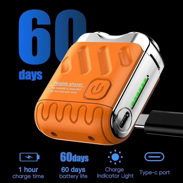 Alt view image 3 of 7 - R-12 Luggage Electric Shaver, Beard Shaver Mini and Portable Suitcase Design, Electric Mini Razor Portable Electrics Shavers, USB Rechargeable One-Button Long Lasting for Home Travel (Orange)