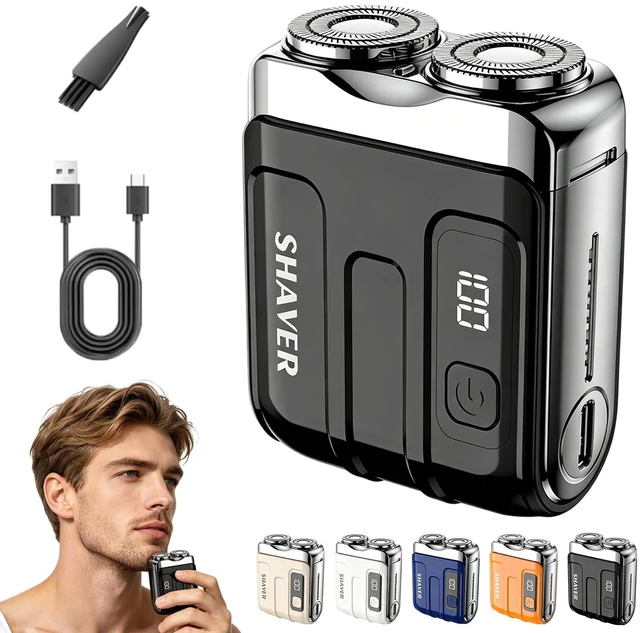 Main image of Portable Mini Electric Shaver for Men,Black | Compact Dual Head Cordless Pocket Razor,PUSB Rechargeable Travel Shaver For Travel Office Business Trip & Daily Facial