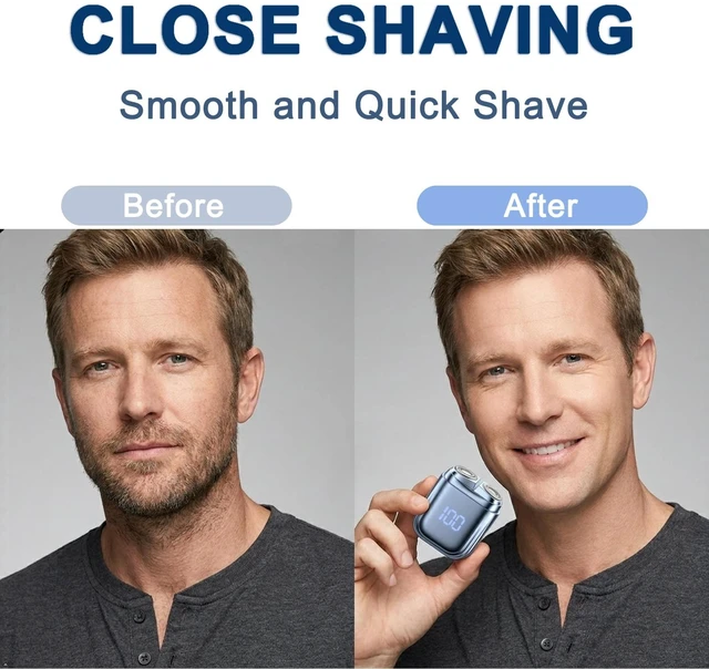 Alt view image 5 of 7 - Mini Electric Shaver for Men Cordless Wet Dry Beard Razor with LED Display | IPX7 Waterproof Rechargeable Close Travel Trimmer Magnetic Dual Head Pocket Size for Car Home Office On-the-go Fast Charge