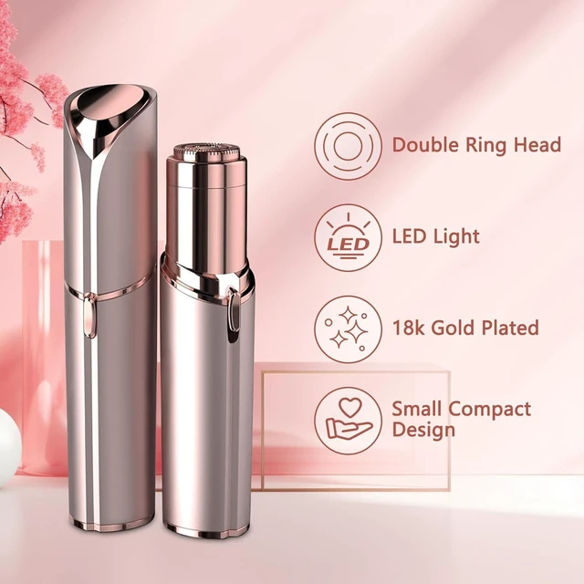 Alt view image 2 of 6 - Rechargeable Facial Hair Removal for Women - as Seen on TV Painless Face Shaver - Electric Hair Remover for Face Lips Peach Fuzz with Light (Rose Gold)