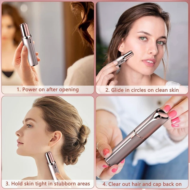 Alt view image 4 of 6 - Rechargeable Facial Hair Removal for Women - as Seen on TV Painless Face Shaver - Electric Hair Remover for Face Lips Peach Fuzz with Light (Rose Gold)
