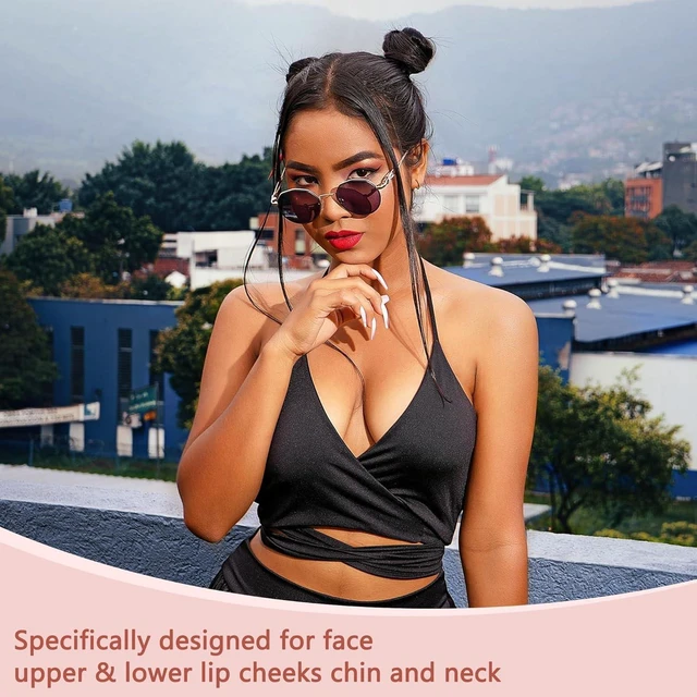 Alt view image 5 of 6 - Rechargeable Facial Hair Removal for Women - as Seen on TV Painless Face Shaver - Electric Hair Remover for Face Lips Peach Fuzz with Light (Rose Gold)