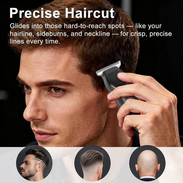 Alt view image 3 of 7 - Compact Travel Beard Trimmer for Men Small Hair Trimmer Clipper Mini | Precision Detailing Face, Mustache, Neck & Sideburns , T Blade , Small Hair Clipper for Toddler , Cordless Portable USB-C