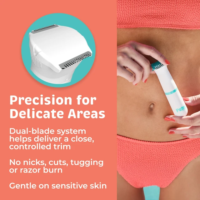 Alt view image 4 of 7 - Bikini Trimmer for Women, Dual Blade, Waterproof, Wet/Dry | Bikini grooming, hair trimmer women, bikini line, sensitive areas, rounded tips, trimming guide, mini electric shaver