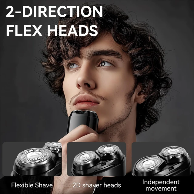 Alt view image 2 of 7 - Mini Electric Shaver for Men, Portable Magnetic Dual-Head Rotary Pocket Electric Razor for Face, IPX7 Waterproof Wet & Dry, USB-C Rechargeable for Home, Car, Travel, K8,Black