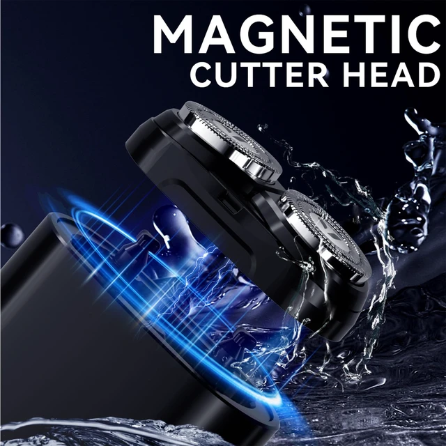 Alt view image 7 of 7 - Mini Electric Shaver for Men, Portable Magnetic Dual-Head Rotary Pocket Electric Razor for Face, IPX7 Waterproof Wet & Dry, USB-C Rechargeable for Home, Car, Travel, K8,Black