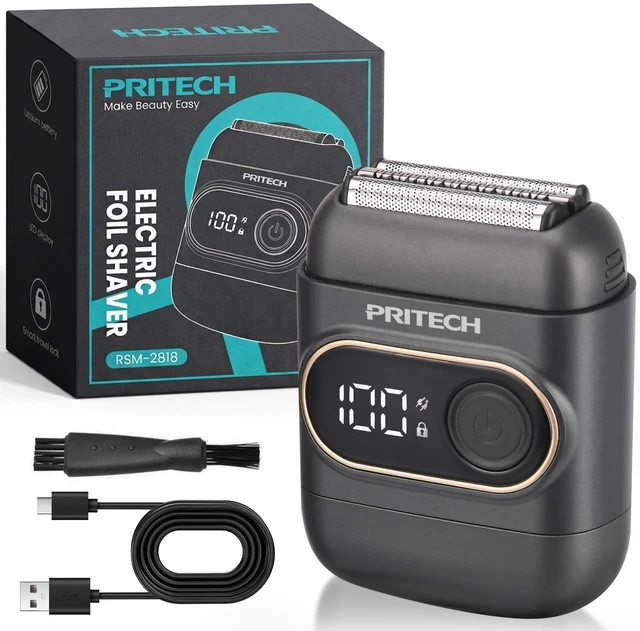 Main image of Mini Foil Shaver for Men, Electric Razor for Daily Stubble, USB-C | 3D Floating Foil, 100-Min Cordless Runtime, IPX6 Water-Resistant, LED Display, Magnetic Cap, Travel Lock, Office/Gym/Travel