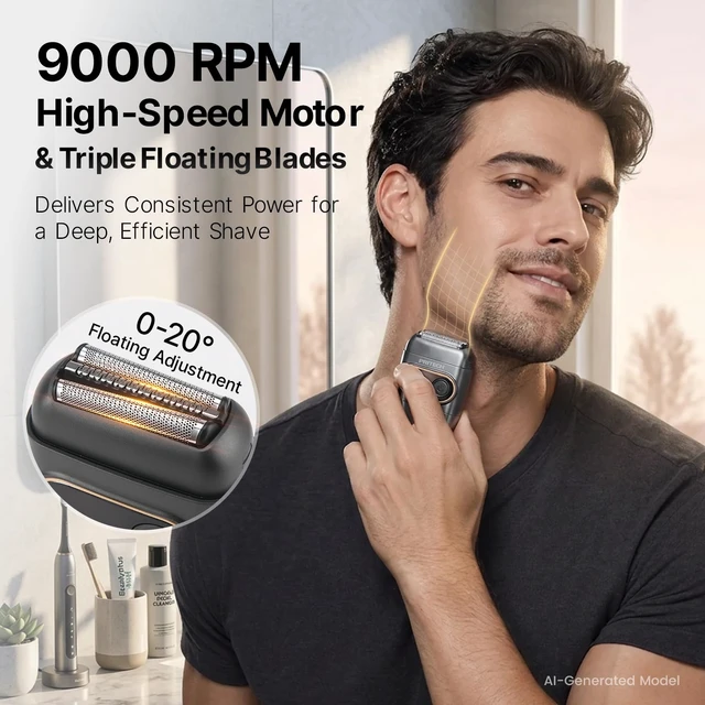 Alt view image 3 of 7 - Mini Foil Shaver for Men, Electric Razor for Daily Stubble, USB-C | 3D Floating Foil, 100-Min Cordless Runtime, IPX6 Water-Resistant, LED Display, Magnetic Cap, Travel Lock, Office/Gym/Travel