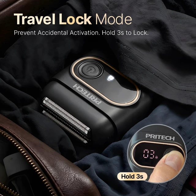 Alt view image 6 of 7 - Mini Foil Shaver for Men, Electric Razor for Daily Stubble, USB-C | 3D Floating Foil, 100-Min Cordless Runtime, IPX6 Water-Resistant, LED Display, Magnetic Cap, Travel Lock, Office/Gym/Travel