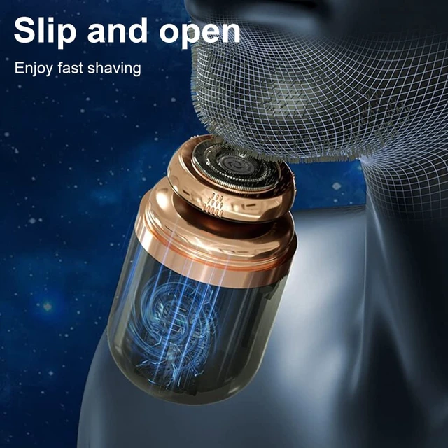 Alt view image 2 of 7 - Mini Electric Shaver, Portable Automatic Razor for Men | Portable Pocket Shaver, USB Rechargeable Rotary Shaver for Home, Car, Travel