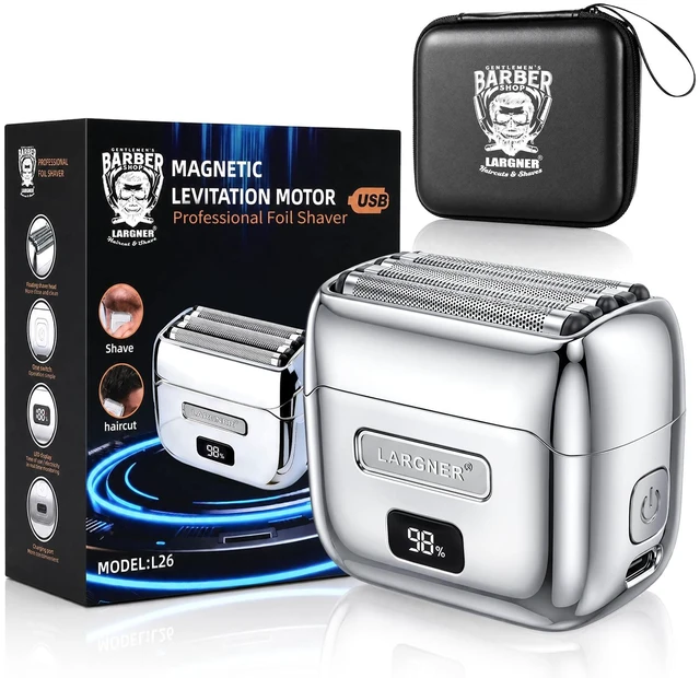 Main image of Electric Foil Shaver for Men, Full Metal Electric Razor with 14000 RPM 5 Floating Blades, Waterproof Mini Razor, Rechargeable Shavers Quiet Beard Trimmer LED Display Travel Lock