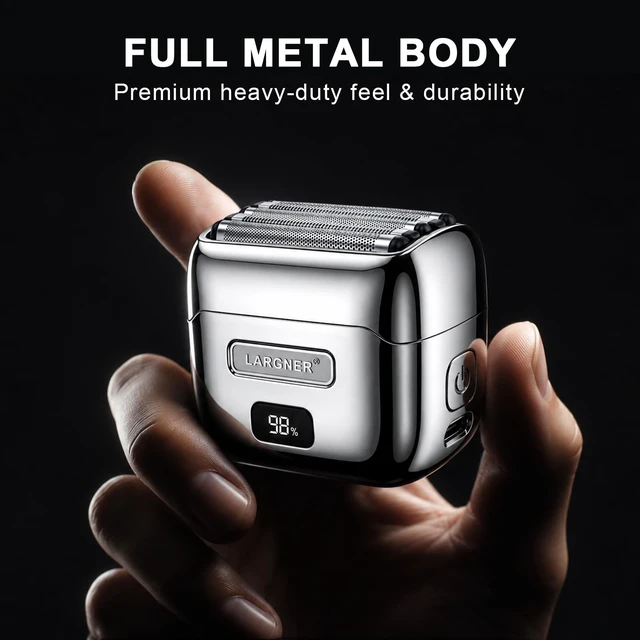 Alt view image 2 of 7 - Electric Foil Shaver for Men, Full Metal Electric Razor with 14000 RPM 5 Floating Blades, Waterproof Mini Razor, Rechargeable Shavers Quiet Beard Trimmer LED Display Travel Lock