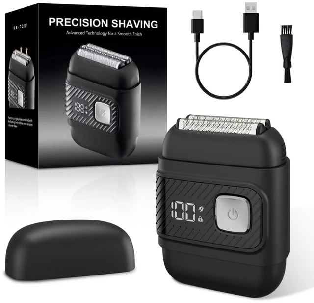 Main image of Electric Foil Shavers for Men, Waterproof Mini Electric Razor | 90 Min Runtime, 3 Floating Blades, Battery LED Display USB-C Fast Charge, Portable Travel Shaver, Dry And Wet Use