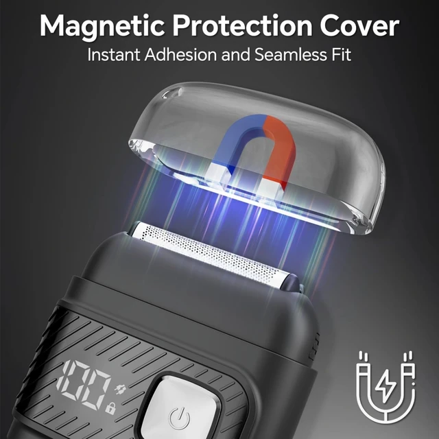 Alt view image 4 of 7 - Electric Foil Shavers for Men, Waterproof Mini Electric Razor | 90 Min Runtime, 3 Floating Blades, Battery LED Display USB-C Fast Charge, Portable Travel Shaver, Dry And Wet Use