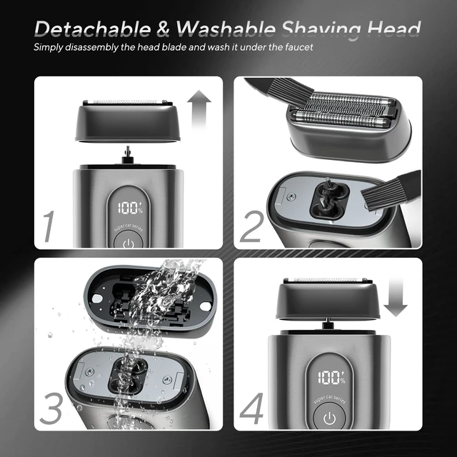 Alt view image 6 of 7 - Electric Razor for Men Mini Electric Shavers for Men Portable Foil Shaver with Upgraded 3 Floating Razor Blades Wet/Dry Use USB Rechargeable LED Display