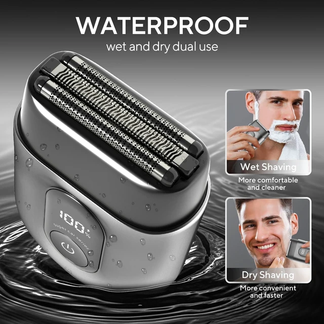 Alt view image 3 of 7 - Electric Razor for Men Mini Electric Shavers for Men Portable Foil Shaver with Upgraded 3 Floating Razor Blades Wet/Dry Use USB Rechargeable LED Display