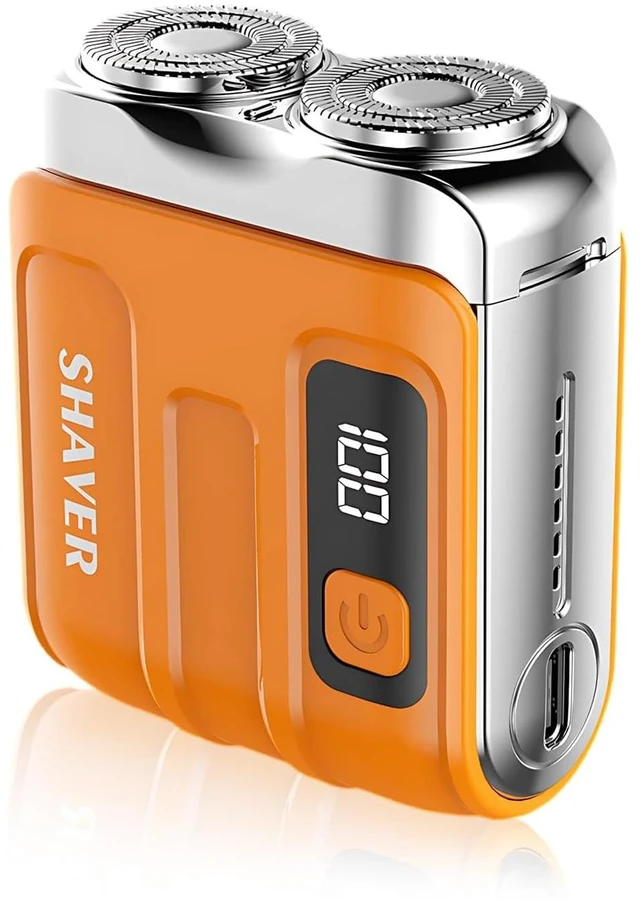 Main image of 2026 New Portable Mini Mens Electric Shaver (Orange) | Portable Electric Shaver, Compact Dual Head Shaver, Rechargeable Pocket Shaver for Men