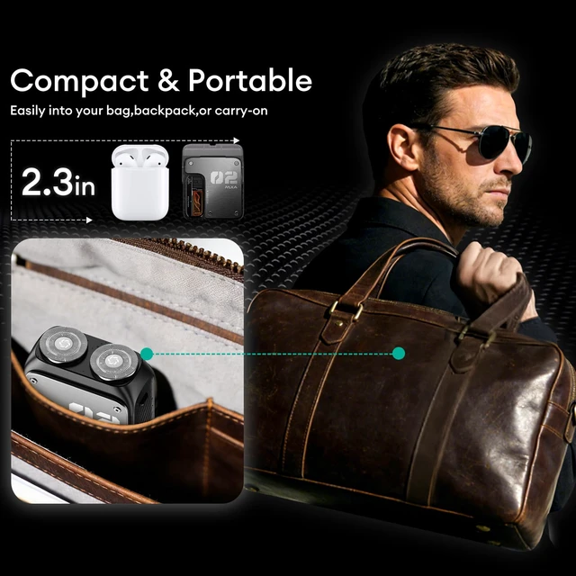 Alt view image 4 of 7 - Mini Electric Shavers, Portable Travel Electric Rotary Razor for Men | 9000 RPM Magnetic Head IPX7 Waterproof Rotary Electric Shaver, USB-C Rechargeable, Low Noise, Case Included, PAT01 Gray