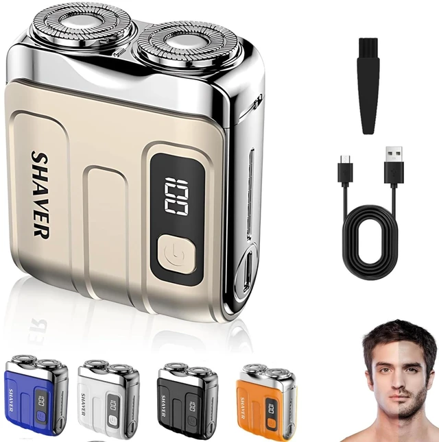 Main image of 2026 New Portable Mini Electric Shaver for Men, Compact Dual Head Cordless Pocket Razor, USB Rechargeable Travel Shaver for Business Trips, Outdoor & Daily Facial Grooming (Gold)