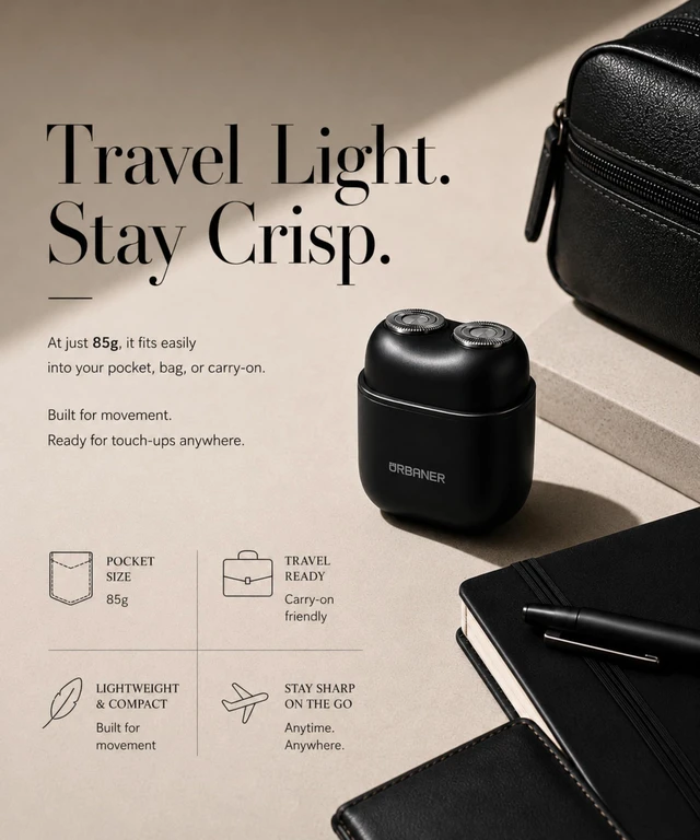Alt view image 6 of 7 - Mini Shaver, Portable Shaver for Men, Mens Travel Razor, Mini Electric Shaver, Dual Rotary Heads, Magnetic Head, IPX6 Waterproof, USB-C Rechargeable, 85g Matte Black