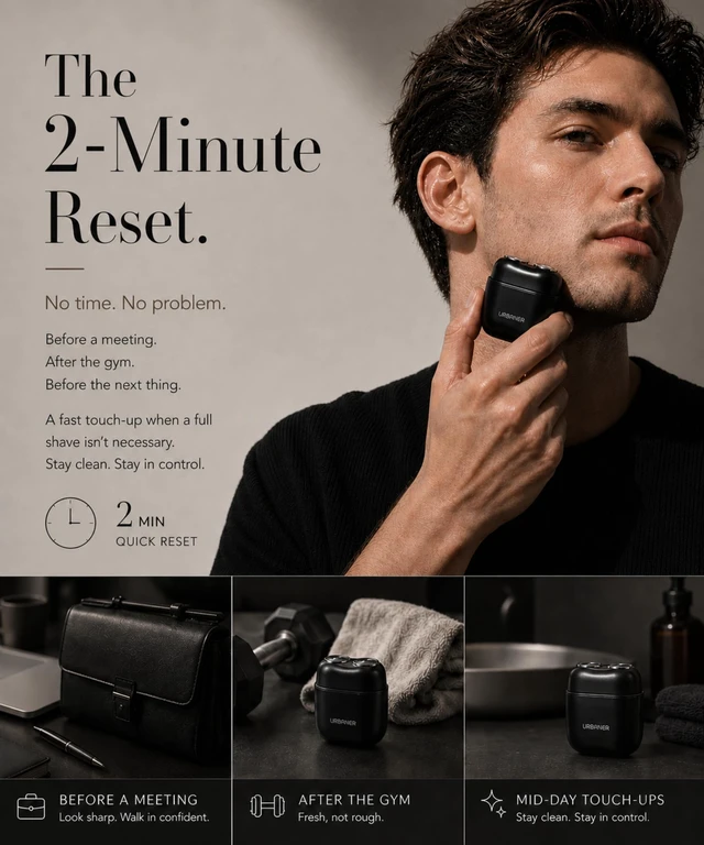 Alt view image 4 of 7 - Mini Shaver, Portable Shaver for Men, Mens Travel Razor, Mini Electric Shaver, Dual Rotary Heads, Magnetic Head, IPX6 Waterproof, USB-C Rechargeable, 85g Matte Black