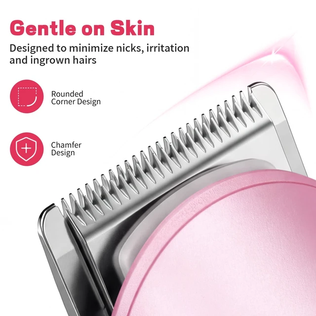 Alt view image 2 of 7 - Pubic Hair Trimmer Women, Pain-Free Waterproof Bikini Trimmer for Women | Women's Body Hair Trimmer for Arms, Armpits, Legs, and Bikini Lines, Safe Chamfered Blades, Easy to Clean, Ideal Gift