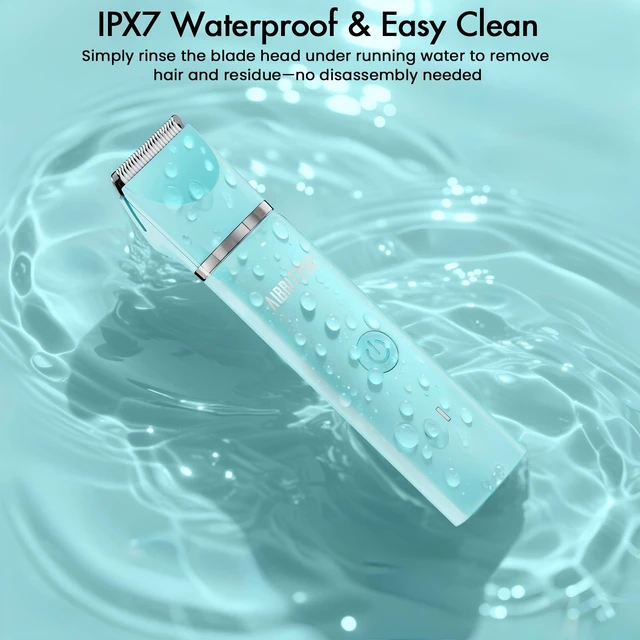 Alt view image 4 of 7 - Electric Bikini Trimmer for Women,2 in 1 Electric Shaver for Women Pubic Hair, Portable Razors for Shaving with 2 Trimmer Heads,IPX7 Waterproof (Blue)
