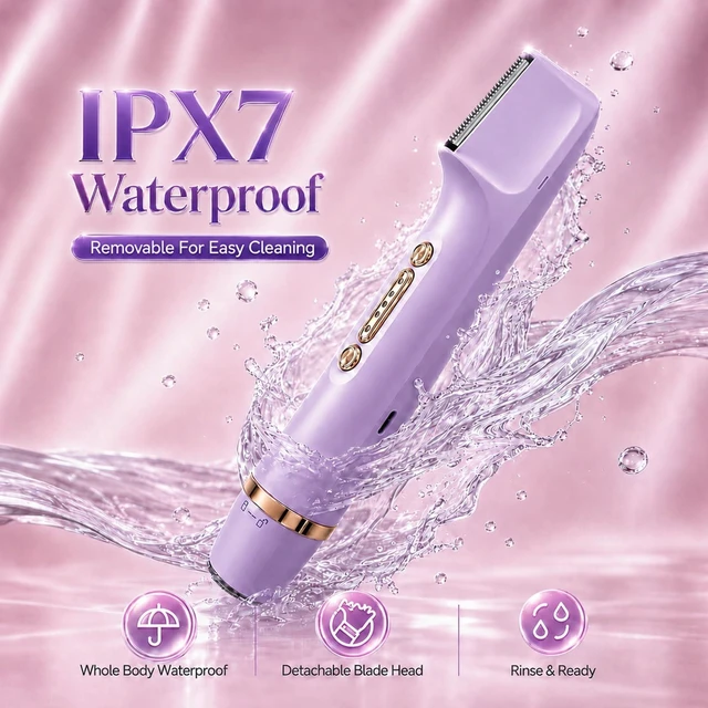 Alt view image 7 of 7 - Bikini Trimmer for Women, Dual Head Electric Razor for Women, IPX7 Waterproof & Painless Bikini and Body Shaver, Pubic Hair Trimmer for Women Cordless Electric Shaver for Legs, Face & Underarms