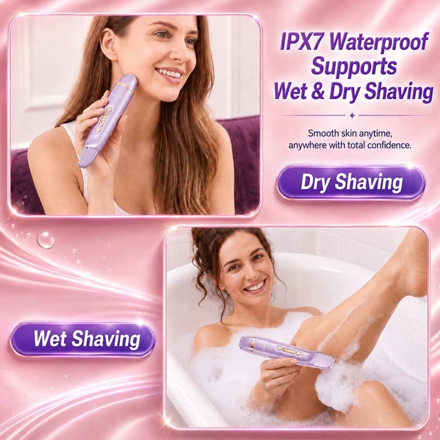 Alt view image 6 of 7 - Bikini Trimmer for Women, Dual Head Electric Razor for Women, IPX7 Waterproof & Painless Bikini and Body Shaver, Pubic Hair Trimmer for Women Cordless Electric Shaver for Legs, Face & Underarms