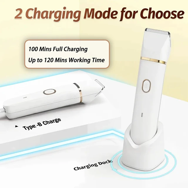 Alt view image 4 of 7 - 5-in-1 Bikini Trimmer Electric Razors Shaver for Women, Gifts for Women | IPX7 Waterproof, Ceramic Blade, Lady Shaver, Travel Lock, for Face, Legs, Pubic Hair&Underarms, Body Hair Trimmer, White