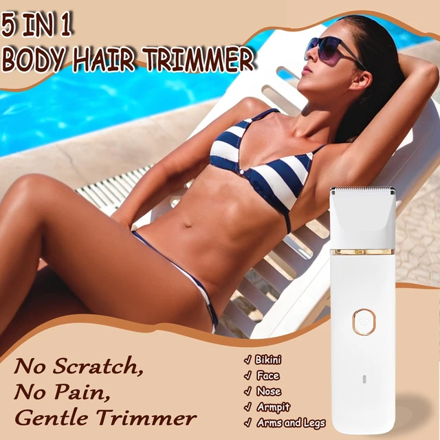 Alt view image 2 of 7 - 5-in-1 Bikini Trimmer Electric Razors Shaver for Women, Gifts for Women | IPX7 Waterproof, Ceramic Blade, Lady Shaver, Travel Lock, for Face, Legs, Pubic Hair&Underarms, Body Hair Trimmer, White