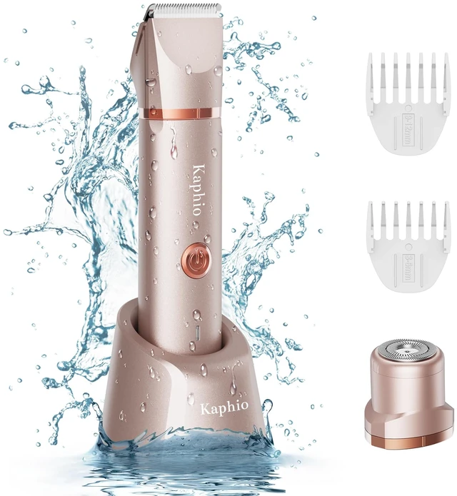 Main image of Bikini Trimmer for Women Pubic Hair: 2 in 1 Electric Razors for Women - Rechargeable Electric Shaver - IPX7 Waterproof Bikini Shaver for Travel & Shower Use in Summer (Rose Gold)