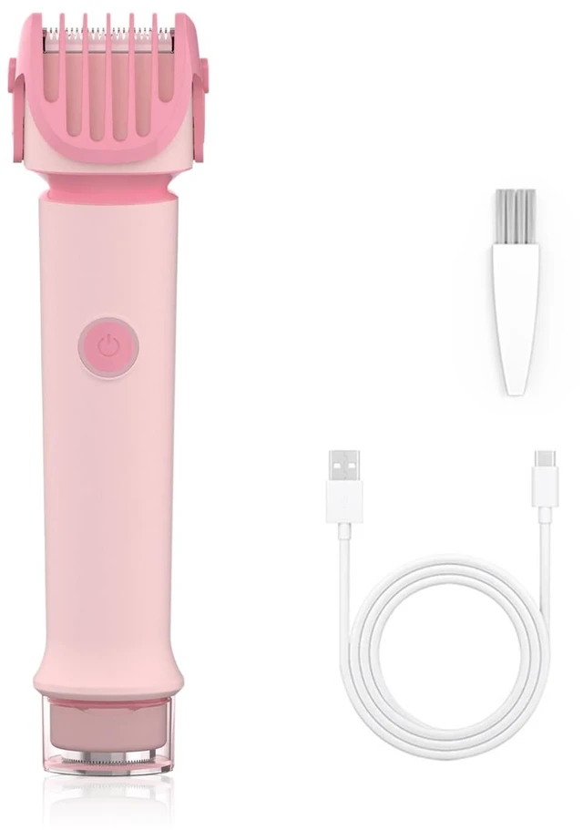 Main image of Bikini Trimmer for Women Ceramic Blade 2-in-1 Facial Shaver IPX6 Waterproof | Rechargeable Dual Heads Body Grooming Razor for Face Peach Fuzz Underarms Legs 3/6/9mm Adjustable Length with Travel Lock