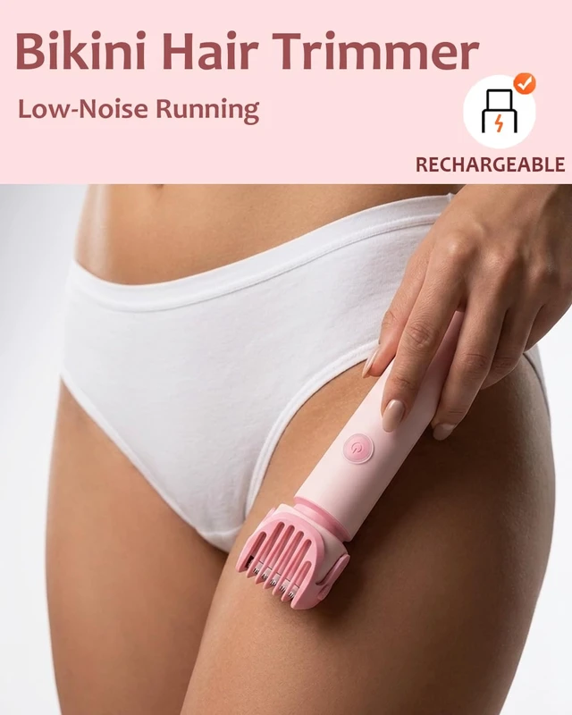 Alt view image 2 of 7 - Bikini Trimmer for Women Ceramic Blade 2-in-1 Facial Shaver IPX6 Waterproof | Rechargeable Dual Heads Body Grooming Razor for Face Peach Fuzz Underarms Legs 3/6/9mm Adjustable Length with Travel Lock
