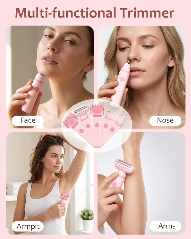 Alt view image 4 of 7 - 5-in-1 Electric Bikini Trimmer for Women Wet & Dry Groomer for Face Body | Adjustable 3/6/9mm Body Shaver & Rechargeable Facial Razor Ceramic Blades for Armpit Legs Nose Ear Pubic Hair IPX6 Waterproof