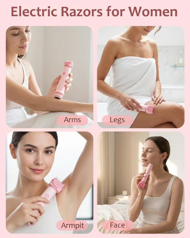 Alt view image 3 of 7 - Bikini Trimmer for Women Ceramic Blade 2-in-1 Facial Shaver IPX6 Waterproof | Rechargeable Dual Heads Body Grooming Razor for Face Peach Fuzz Underarms Legs 3/6/9mm Adjustable Length with Travel Lock